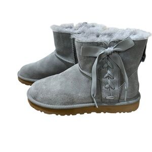 UGG Women’s Grey Slate Classic Lace Mini Boots Size 8